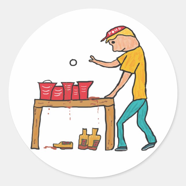 Adesivo Redondo Beer Pong (Frente)