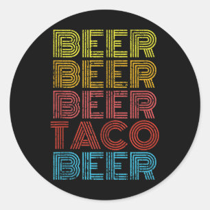 Adesivo Redondo Beer Taco Comida Dizendo Cinco Mexicanos Engraçado