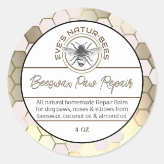 Adesivo Redondo Beeswax Paw Repair Logo Apiary Logo Honeycomb