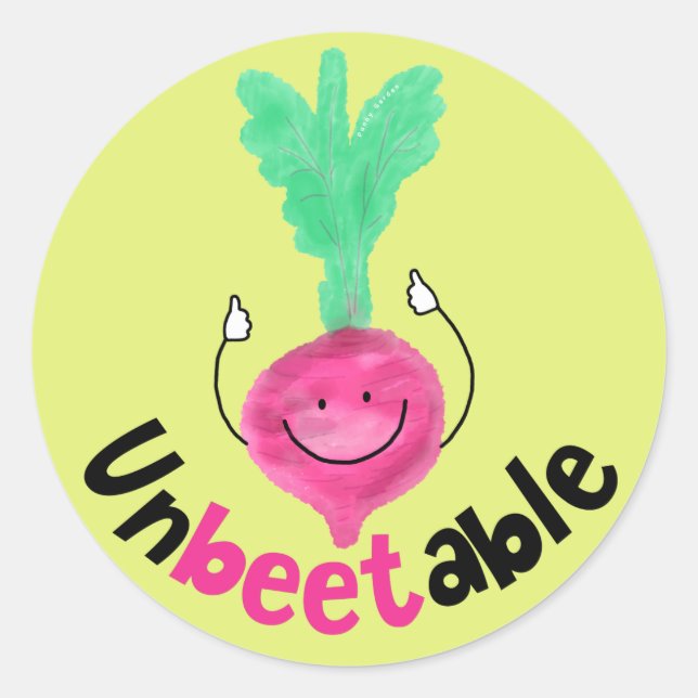 Adesivo Redondo Beet Pun Positivo - InBeetable (Frente)