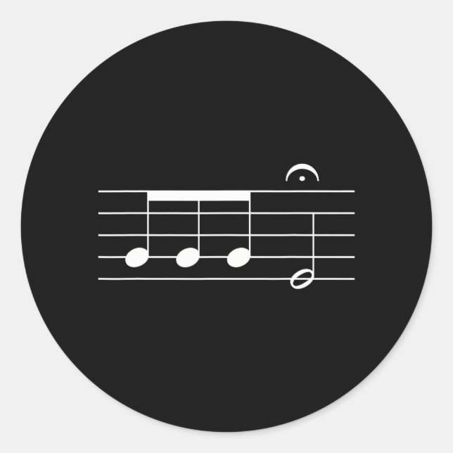 Adesivo Redondo Beethoven 5thinffony Notes Música clássica (Frente)