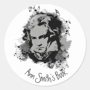 Adesivo Redondo Beethoven Classic Music Composer Song-Writer