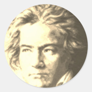 Adesivo Redondo Beethoven Na Sepia
