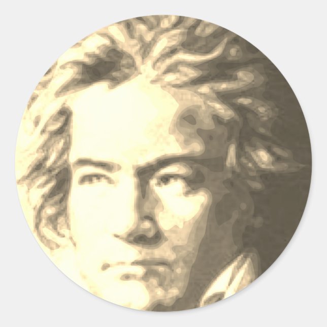Adesivo Redondo Beethoven Na Sepia (Frente)
