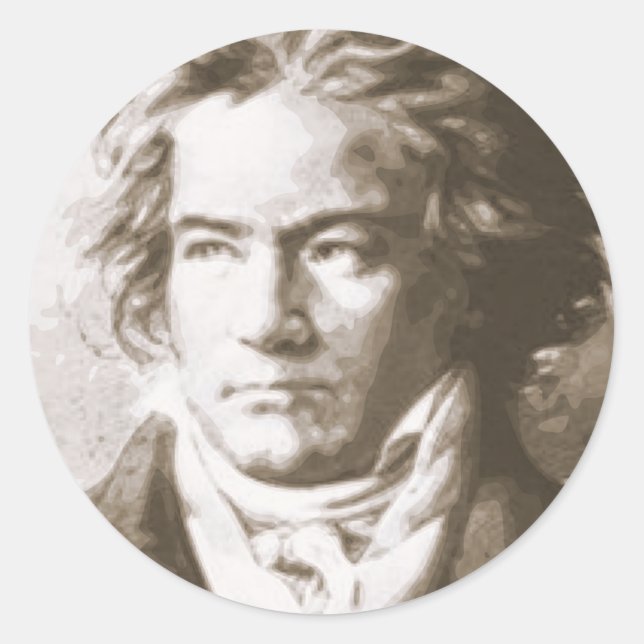 Adesivo Redondo Beethoven Na Sepia (Frente)