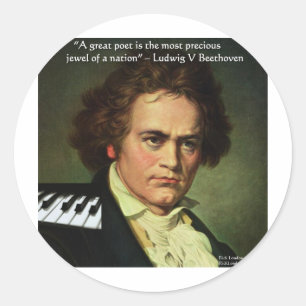 Adesivo Redondo Beethoven & Poetas/Presentes de Citações Camisetas