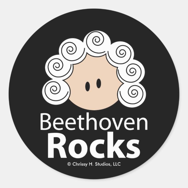 Adesivo Redondo Beethoven Rocks Beethoven Sticker 20 Pack (Frente)
