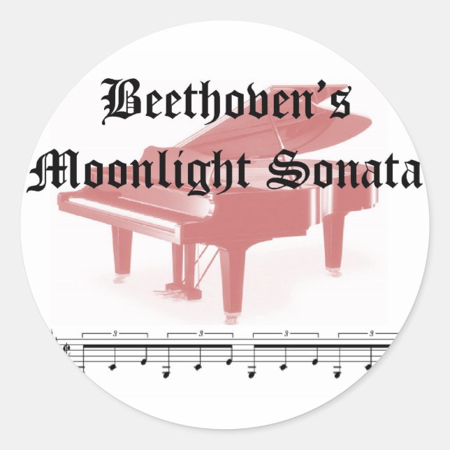 Adesivo Redondo beethovens monlight sonata presentes (Frente)