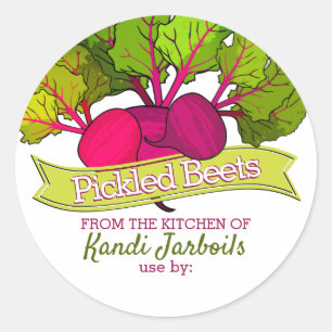 Adesivo Redondo Beets vermelhos personalizados em casa enlatando