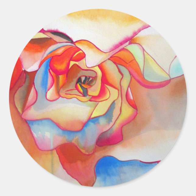 Adesivo Redondo bege d'água arte de casamento (Frente)