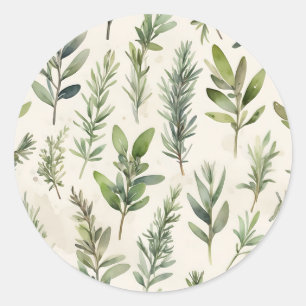Adesivo Redondo bege pálido com erva verde macia