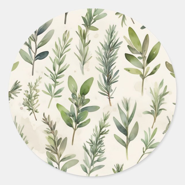 Adesivo Redondo bege pálido com erva verde macia (Frente)