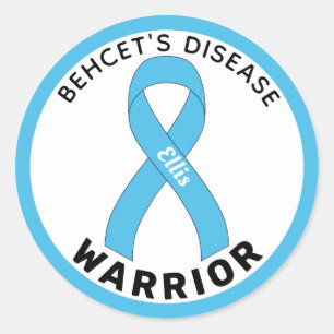 Adesivo Redondo Behcet's Disease Warrior Ribbon White