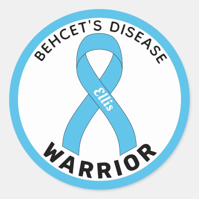 Adesivo Redondo Behcet's Disease Warrior Ribbon White (Frente)