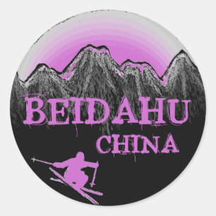 Adesivo Redondo Beidahu China, autocolantes roxos de esqui