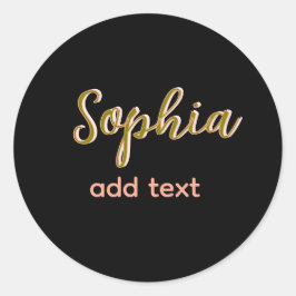 Adesivo Redondo beige adicione nome e chefe SMS preto elegante