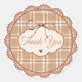 Adesivo Redondo Beige and Brown Retro Thank You Circle Sticker