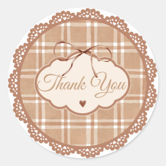 Adesivo Redondo Beige and Brown Retro Thank You Circle Sticker