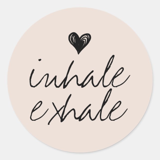 Adesivo Redondo Beige creme de coração bonitinho (Frente)