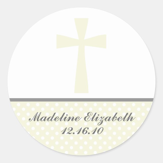 Adesivo Redondo Beige Cross Stickers (Frente)