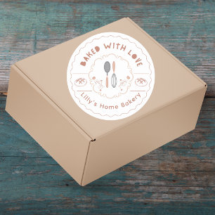 Adesivo Redondo Beige Home Bakery Sticker