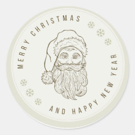Adesivo Redondo Beige Light Green Vintage Merry Christmas STICKER