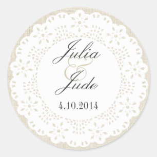 Adesivo Redondo Beige Linen & Lace Doilie: Round Sticker