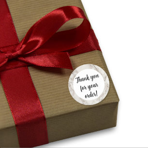 Adesivo Redondo Beige Marble Obrigado