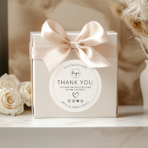 Adesivo Redondo Beige Sticker with Logo Obrigado pelo seu pedido