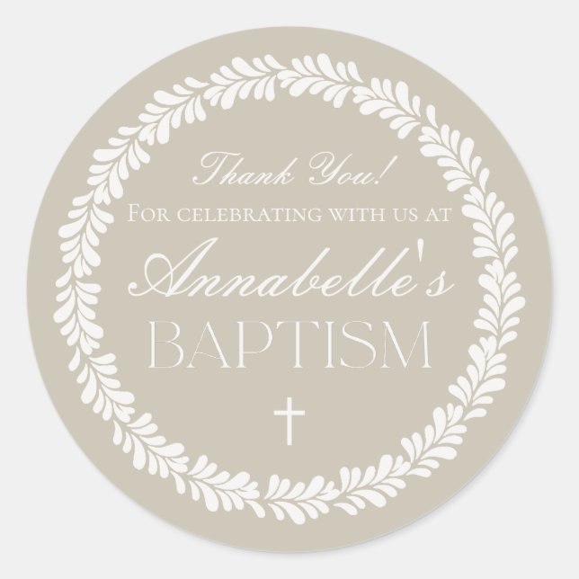 Adesivo Redondo Beige Talavera Azulejo Espanhol Fiesta Baptism Fav (Frente)