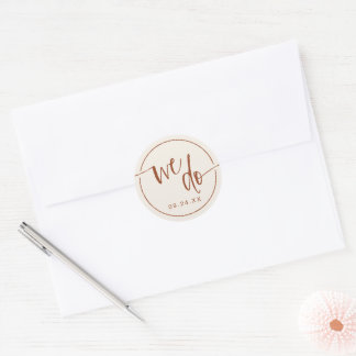 Adesivo Redondo Beige Terracotta Nós Fazemos Foco De Envelopes