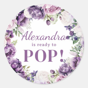 Adesivo Redondo Beija-Flor Lilás Roxo Floral Menina Pronta para Na