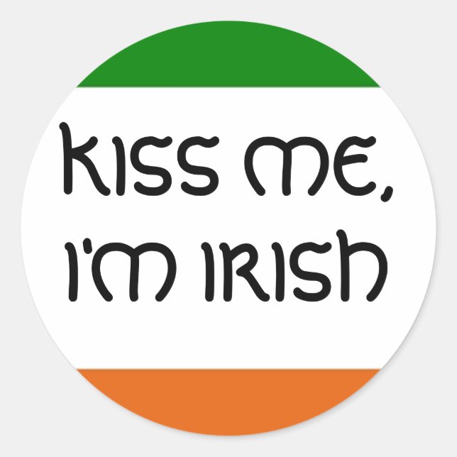 ADESIVO REDONDO BEIJA-ME, EU SOU IRLANDÊS (Frente)