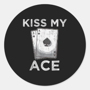 Adesivo Redondo Beija Meu Ace Engraçado Jogador De Casino De Poker