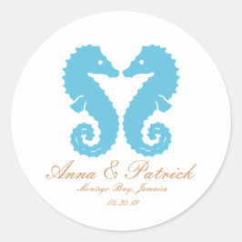 Adesivo Redondo Beijando Casamento de Praia de Cavalos-Destino