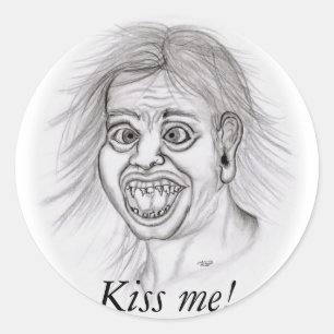 Adesivo Redondo Beije-me! - Bleistiftzeichnung