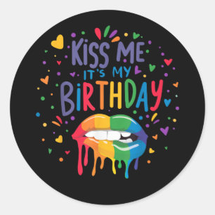 Adesivo Redondo Beije-me, é meu aniversário