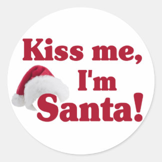 Adesivo Redondo Beije-me Eu sou Papai noel autocolante