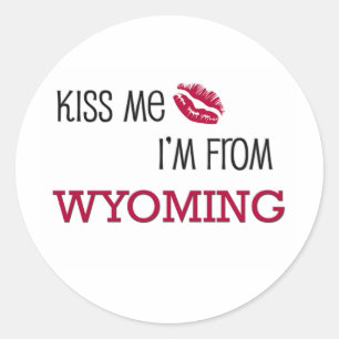 Adesivo Redondo Beije-me que eu sou de WYOMING