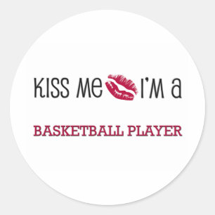 Adesivo Redondo Beije-me que eu sou um JOGADOR de BASQUETEBOL