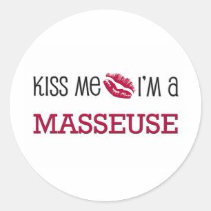 Adesivo Redondo Beije-me que eu sou um MASSEUSE