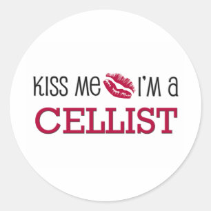 Adesivo Redondo Beije-me que eu sou um VIOLONCELISTA