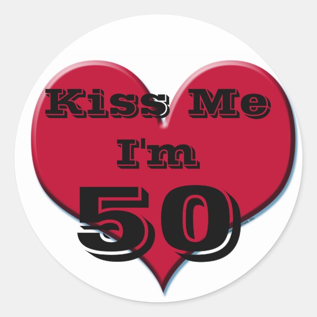 Adesivo Redondo Beije-me Sou 50 Sticker (Frente)