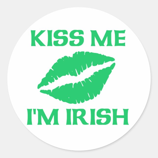 Adesivo Redondo Beije-me, sou irlandês (Frente)
