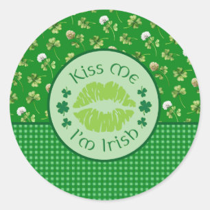 Adesivo Redondo Beije-me, sou irlandês