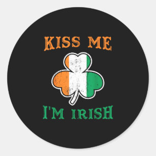 Adesivo Redondo Beije-me, sou irlandês, dia de São Patrício engraç