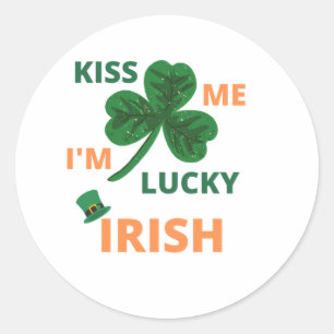 Adesivo Redondo Beije-me, sou irlandês sortudo