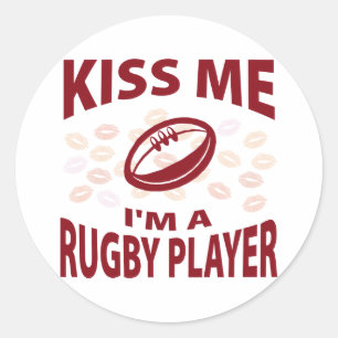 Adesivo Redondo Beije-me, sou jogador de rugby