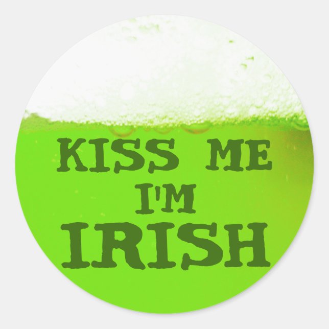 Adesivo Redondo Beije-me, sou o Irish Green Beer Sticker (Frente)