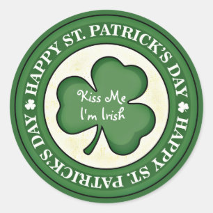 Adesivo Redondo Beije-me Sou o Irish Sticker